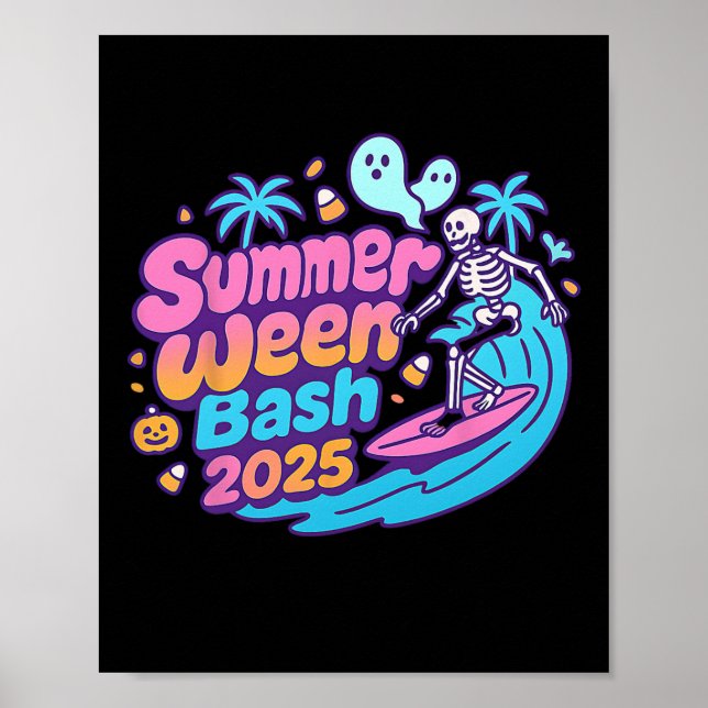 Summerween Sh 2025 Skeleton Beach Party Halloween  Poster (Front)