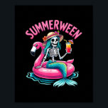 Summerween Skeleton Flamingo Float Poster<br><div class="desc">Summerween Skeleton Flamingo Float</div>