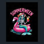 Summerween Skeleton Flamingo Float Poster<br><div class="desc">Summerween Skeleton Flamingo Float</div>
