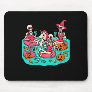 Summerween Skeleton Flamingo Just Waiting For Hall Mouse Pad