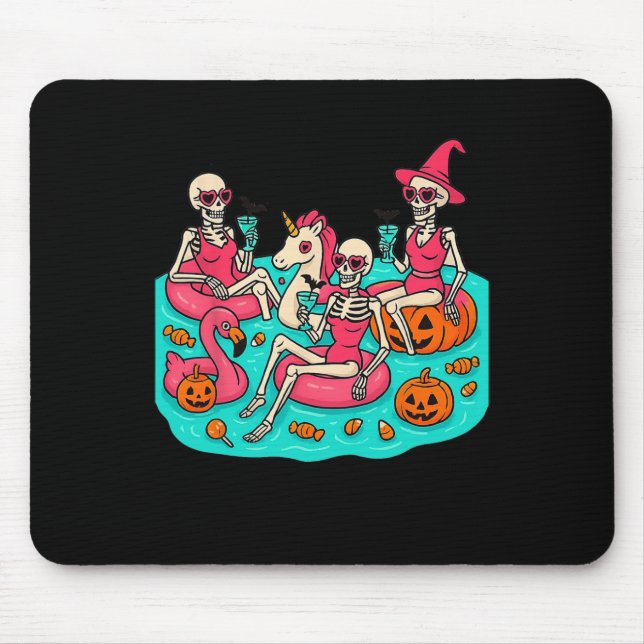 Summerween Skeleton Flamingo Just Waiting For Hall Mouse Pad (Front)