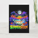 Summerween Skeleton Ghost Beach Funny Spooky Hallo Card