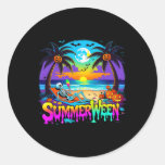Summerween Skeleton Ghost Beach Funny Spooky Hallo Classic Round Sticker