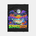Summerween Skeleton Ghost Beach Funny Spooky Hallo Fleece Blanket