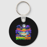 Summerween Skeleton Ghost Beach Funny Spooky Hallo Keychain