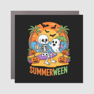 Summerween Skeleton Ghost Beach Halloween Party Fu Car Magnet