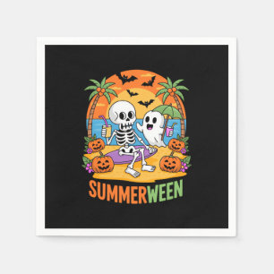 Summerween Skeleton Ghost Beach Halloween Party Fu Napkins
