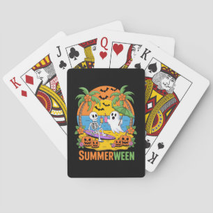 Summerween Skeleton Ghost Beach Halloween Party Fu Poker Cards