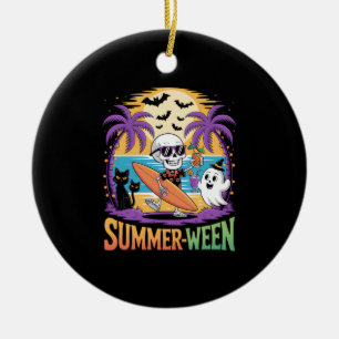 Summerween Skeleton Party Halloween Ceramic Ornament