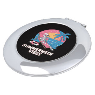 Summerween Skeleton Summer Vacation Beach Funny Compact Mirror