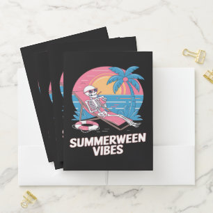 Summerween Skeleton Summer Vacation Beach Funny Pocket Folder