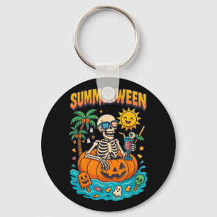 Summerween Skeleton Vibes Chillin In A Pumpkin Flo Keychain