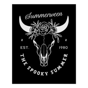 Summerween spooky gothic summer party theme black poster