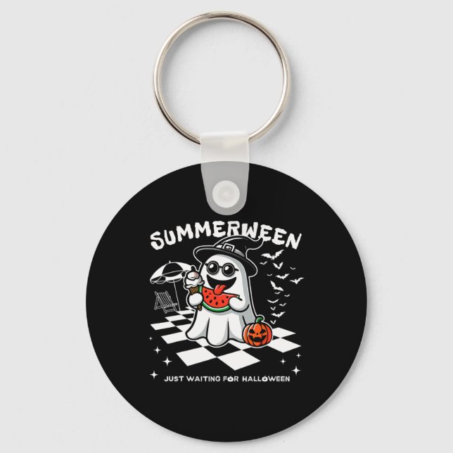 Summerween Spooky Halloween Summer Vibes Pumpkin G Keychain (Front)