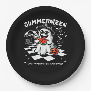 Summerween Spooky Halloween Summer Vibes Pumpkin G Paper Plates