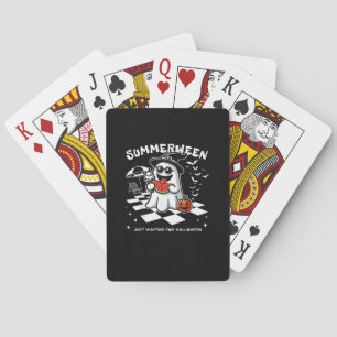 Summerween Spooky Halloween Summer Vibes Pumpkin G Poker Cards