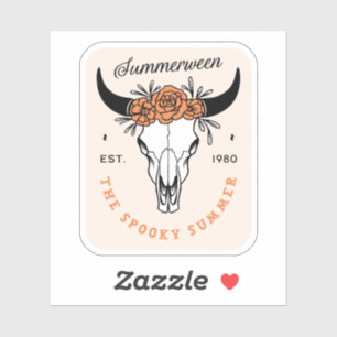Summerween spooky summer floral skull aesthetic sticker