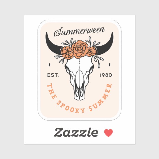 Summerween spooky summer floral skull aesthetic sticker (Sheet)