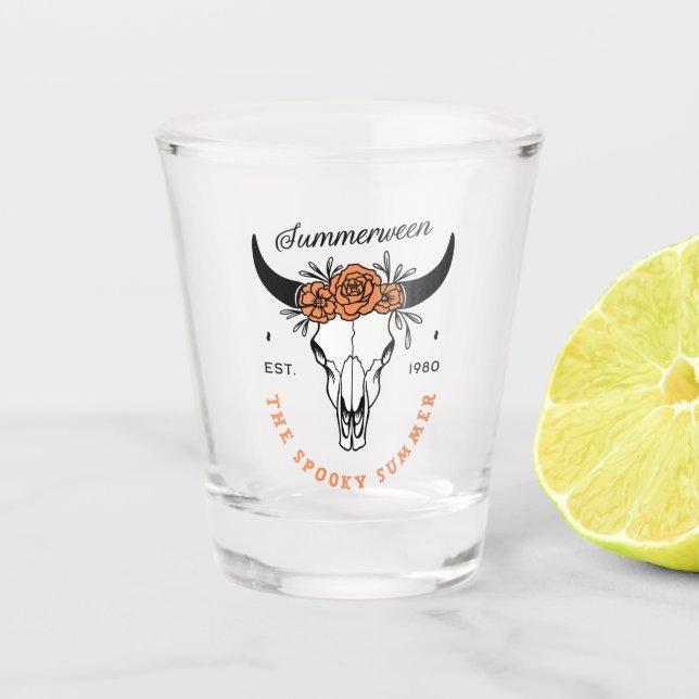 Summerween spooky summer halloween party skull shot glass (Front)