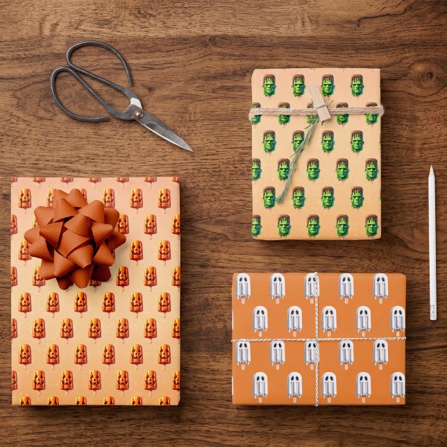 Summerween Summer Halloween JackoLantern Popsicle Wrapping Paper Sheets (Creator Uploaded)