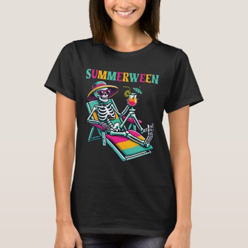 Summerween Summer Halloween Skeleton  T_Shirt