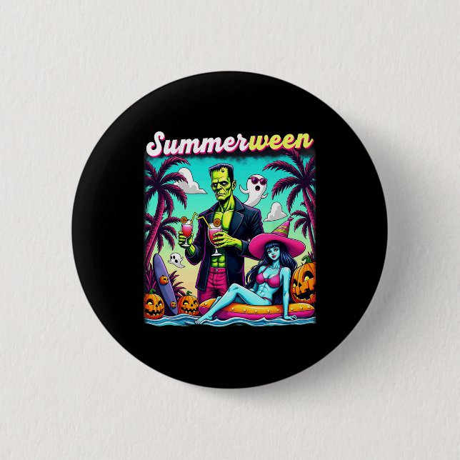 Summerween Summer Halloween Zombie Frankenstein Bo Button (Front)