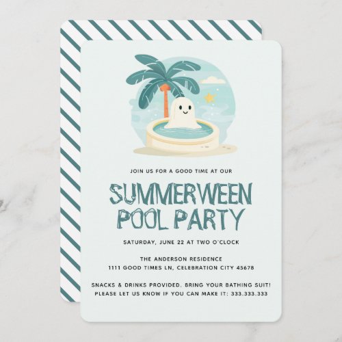 Summerween Summer Pool Garden Halloween Party Invitation