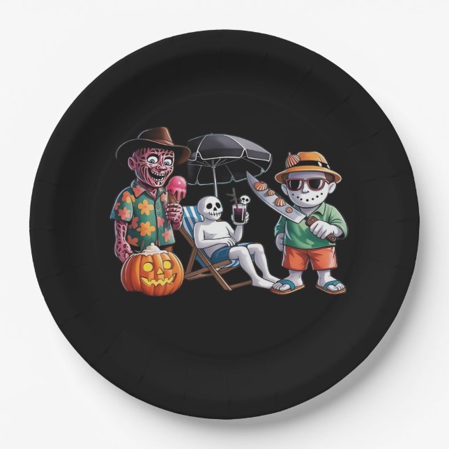 Summerween - Summerween Beach - Summerween Witch - Paper Plates (Front)