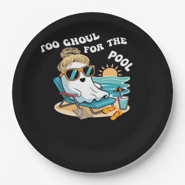 Summerween Too Ghoul For The Halloween Ghost Overs Paper Plates (Front)
