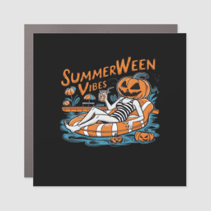 Summerween Vibes For Spooky Summer, Halloween Gift Car Magnet