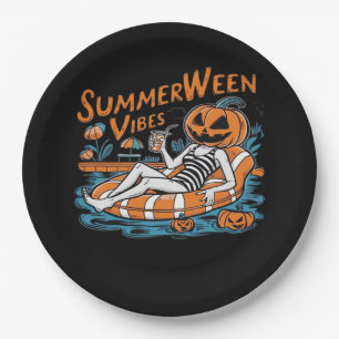 Summerween Vibes For Spooky Summer, Halloween Gift Paper Plates
