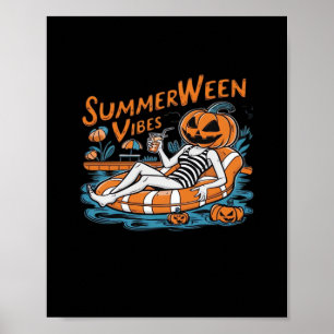 Summerween Vibes For Spooky Summer, Halloween Gift Poster