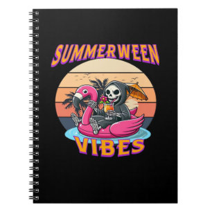 Summerween Vibes Grim Reaper Flamingo Float Retro  Notebook