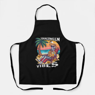 Summerween Vibes Halloween Skeleton Apron
