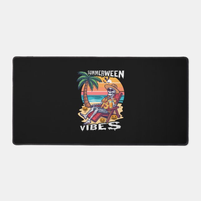 Summerween Vibes Halloween Skeleton Desk Mat (Front)