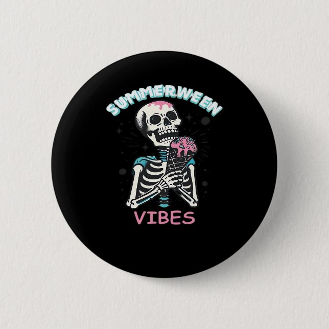 Summerween Vibes Spooky Summer Pumpkin Classic Button (Front)