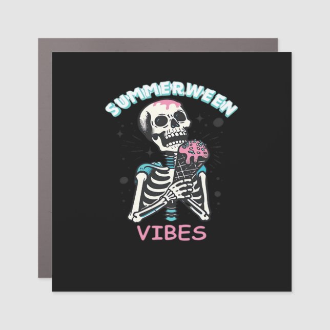Summerween Vibes Spooky Summer Pumpkin Classic Car Magnet (Front)