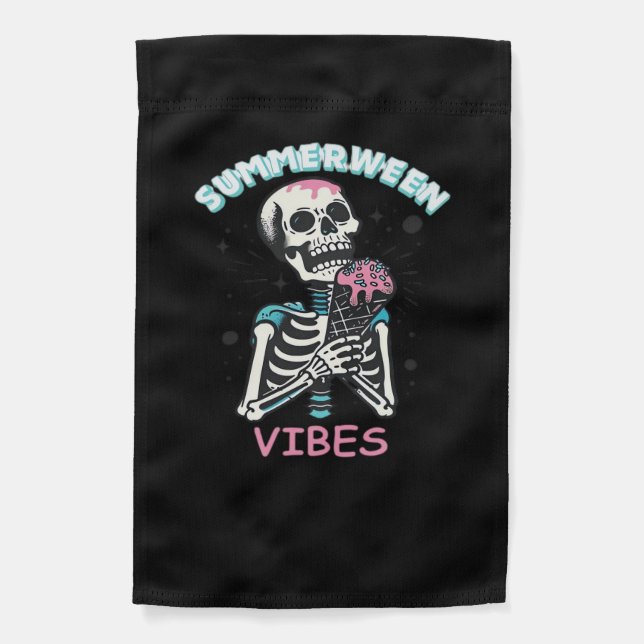 Summerween Vibes Spooky Summer Pumpkin Classic Garden Flag (Front)