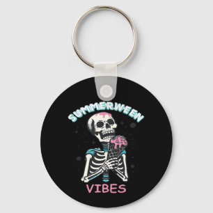 Summerween Vibes Spooky Summer Pumpkin Classic Keychain