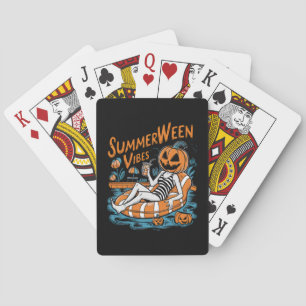 Summerween Vibes Spooky Summer Pumpkin Cute Poker Cards