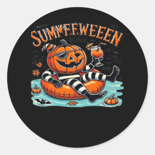 Summerween Vibes Spooky Summer Pumpkin Oversized Classic Round Sticker