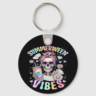 Summerween Vibes Sweet Skeleton Girl Summer Hallow Keychain