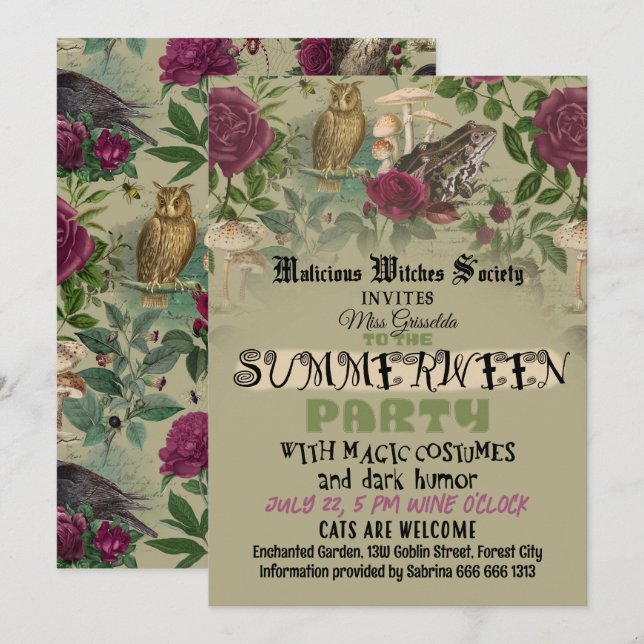 Summerween Witch Party Goblincore Funny Invitation (Front/Back)