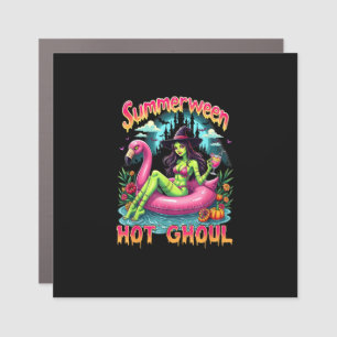 Summerween Witch Vibes Vacation Halloween Funny Pa Car Magnet