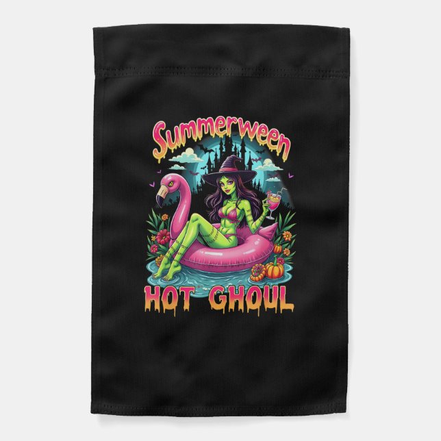 Summerween Witch Vibes Vacation Halloween Funny Pa Garden Flag (Front)