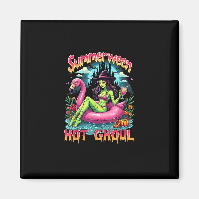 Summerween Witch Vibes Vacation Halloween Funny Pa Magnet (Front)