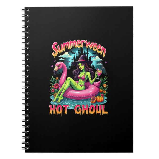 Summerween Witch Vibes Vacation Halloween Funny Pa Notebook (Front)