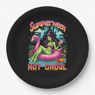 Summerween Witch Vibes Vacation Halloween Funny Pa Paper Plates