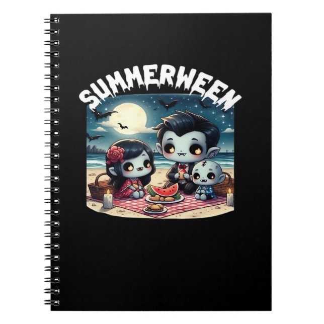 Summerween With A Family Of Vampires At The Beach  Notebook (Front)