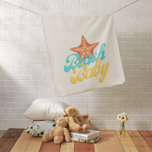 Summery Beach Baby Word Art   Blanket